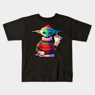 Christmas Funny Alien Wearing Sweater Kids T-Shirt